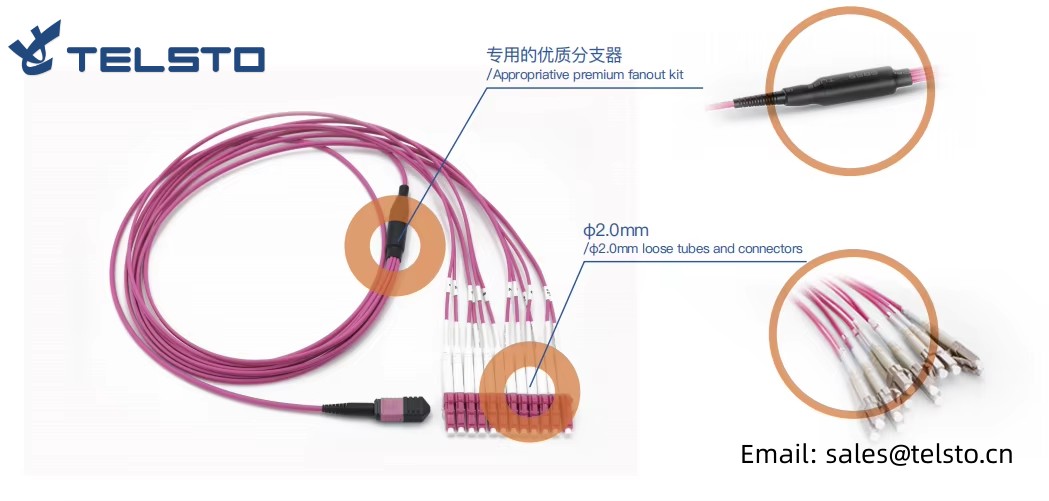 Low Loss high density 812162448C Senko US conec 50125 Singlemode MTP MPO trunk cable OM3 OM4 mpo patch lead